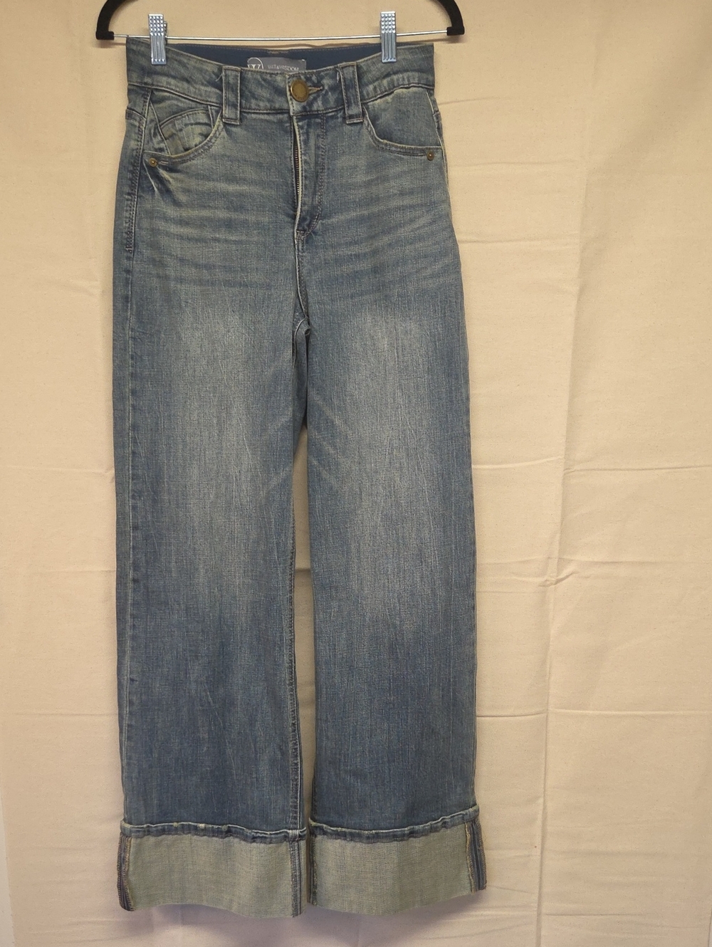 Wit & Wisdom Light Blue High-Rise Wide Leg Jeans with Cuffed Hem